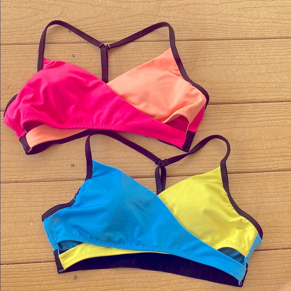 2 VS Pink Sport Swim Tops Medium